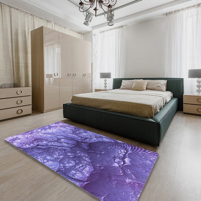 Patterned Amethyst Purple Rug in a Bedroom, pat3134pur