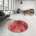 Round Patterned Red Rug in a Office, pat3134rd