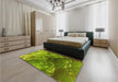 Patterned Pistachio Green Rug in a Bedroom, pat3134yw