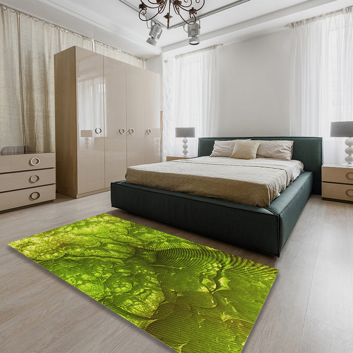 Patterned Pistachio Green Rug in a Bedroom, pat3134yw