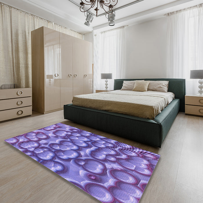 Round Machine Washable Transitional Amethyst Purple Rug in a Office, wshpat3135pur