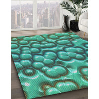 Patterned Turquoise Green Modern Rug, pat3135