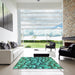 Square Patterned Turquoise Green Modern Rug in a Living Room, pat3135