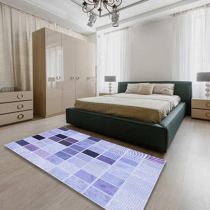Patterned Periwinkle Purple Rug in a Bedroom, pat3136blu