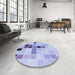 Round Patterned Periwinkle Purple Rug in a Office, pat3136blu