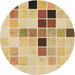 Square Patterned Brown Gold Rug, pat3136brn