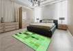 Patterned Jade Green Rug in a Bedroom, pat3136grn