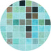 Square Machine Washable Transitional Deep-Sea Green Rug in a Living Room, wshpat3136lblu