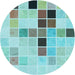 Square Patterned Deep-Sea Green Rug, pat3136lblu