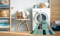 Machine Washable Transitional Deep-Sea Green Rug in a Washing Machine, wshpat3136lblu