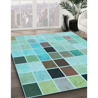 Patterned Deep-Sea Green Rug, pat3136lblu