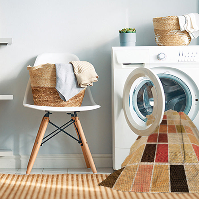 Machine Washable Transitional Orange Rug in a Washing Machine, wshpat3136org