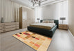 Patterned Orange Rug in a Bedroom, pat3136org