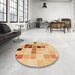 Round Patterned Orange Rug in a Office, pat3136org