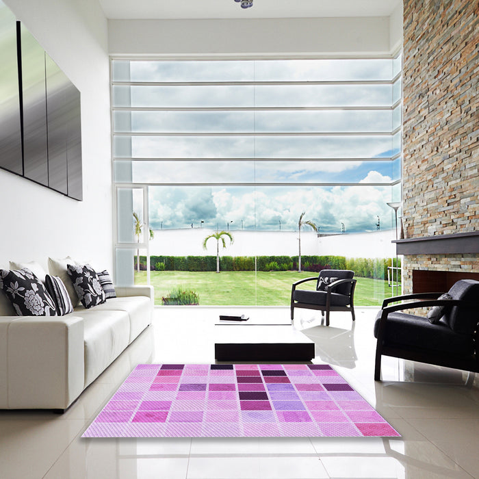Machine Washable Transitional Blossom Pink Rug in a Kitchen, wshpat3136pur