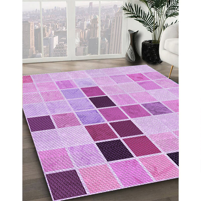 Machine Washable Transitional Blossom Pink Rug in a Family Room, wshpat3136pur