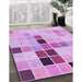 Machine Washable Transitional Blossom Pink Rug in a Family Room, wshpat3136pur