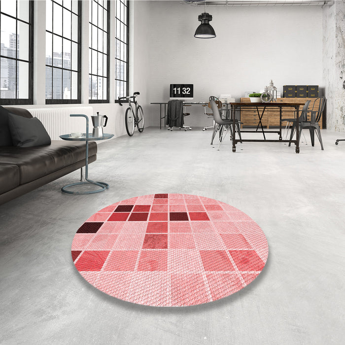 Round Patterned Baby Pink Rug in a Office, pat3136rd