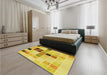 Patterned Bold Yellow Rug in a Bedroom, pat3136yw