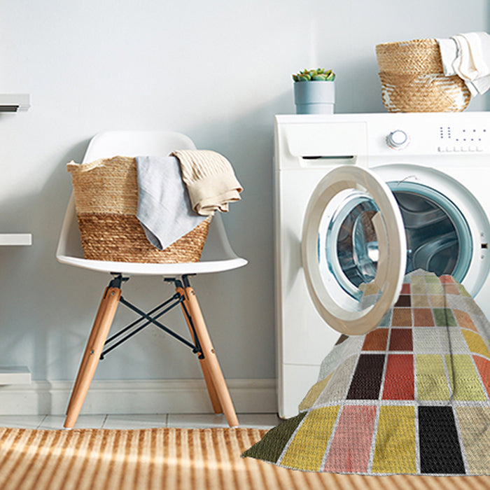 Machine Washable Transitional Tan Brown Gold Rug in a Washing Machine, wshpat3136