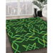 Patterned Dark Forest Green Rug in Family Room, pat3137grn