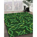 Machine Washable Transitional Dark Forest Green Rug in a Family Room, wshpat3137grn