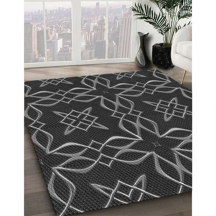 Patterned Smokey Gray Rug in Family Room, pat3137gry