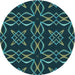 Square Machine Washable Transitional Deep-Sea Green Rug in a Living Room, wshpat3137lblu