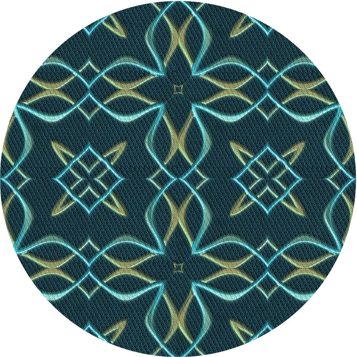 Square Patterned Deep-Sea Green Rug, pat3137lblu