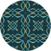 Square Patterned Deep-Sea Green Rug, pat3137lblu