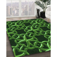 Patterned Dark Lime Green Rug, pat3138grn