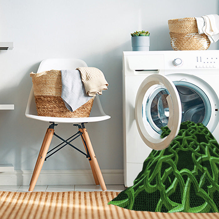 Machine Washable Transitional Dark Lime Green Rug in a Washing Machine, wshpat3138grn