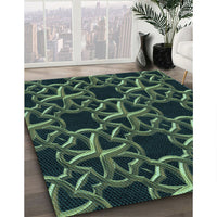 Patterned Deep Teal Green Rug, pat3138lblu