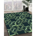 Patterned Deep Teal Green Rug in Family Room, pat3138lblu