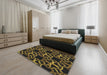 Machine Washable Transitional Midnight Gray Rug in a Bedroom, wshpat3138