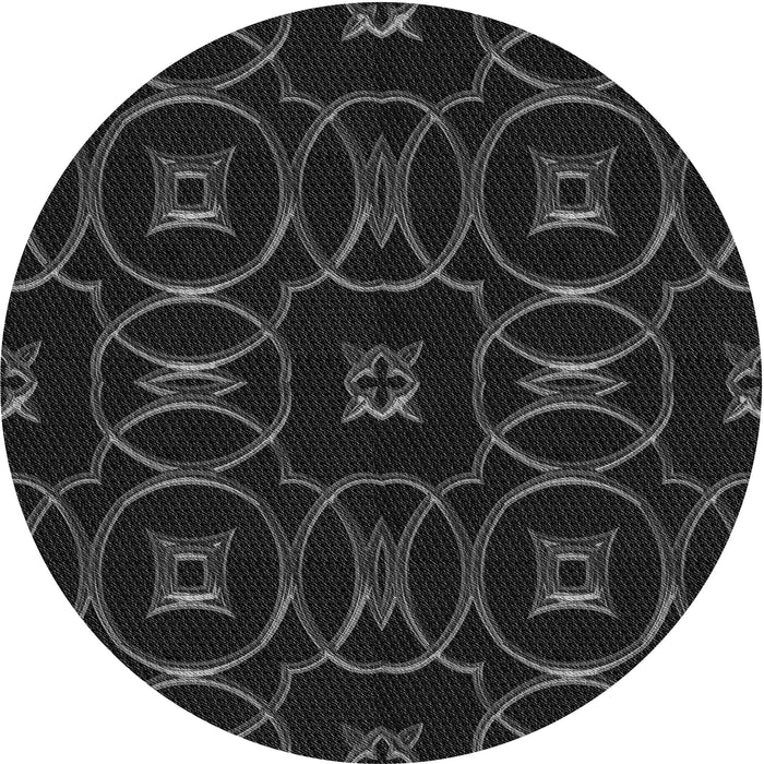 Square Patterned Black Rug, pat3139gry