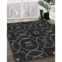 Patterned Black Rug, pat3139gry
