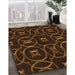 Patterned Mahogany Brown Rug in Family Room, pat3139org
