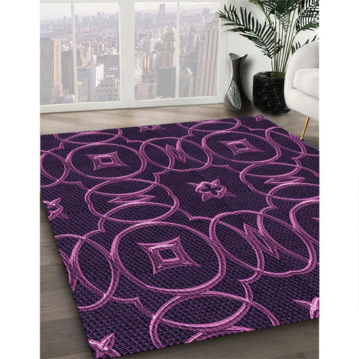 Patterned Deep Purple Rug in Family Room, pat3139pur