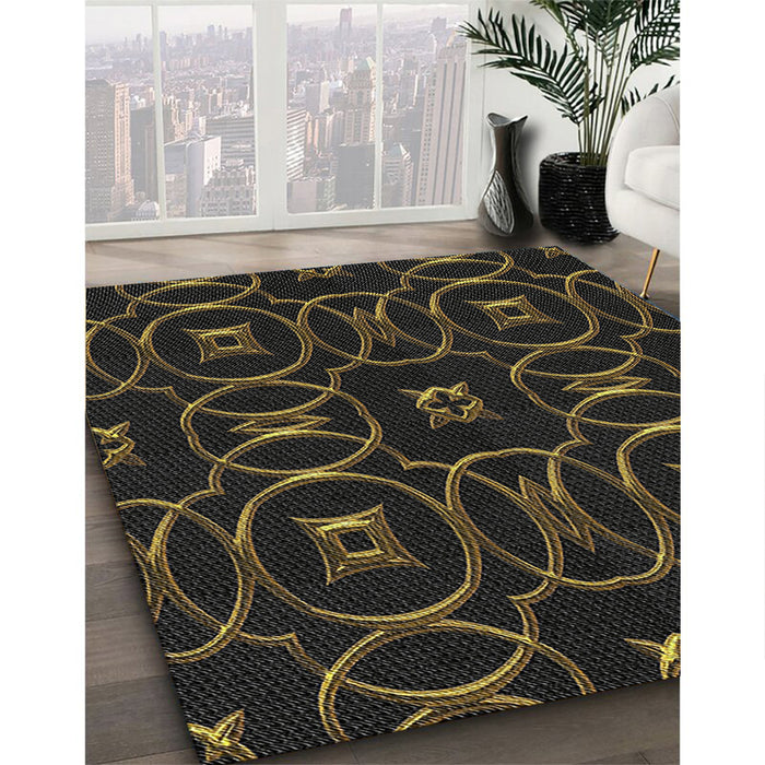 Patterned Brown Novelty Rug in Family Room, pat3139