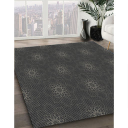 Patterned Mid Gray Novelty Rug in Family Room, pat313