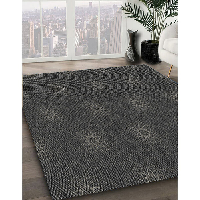 Patterned Mid Gray Novelty Rug in Family Room, pat313