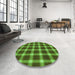 Round Patterned Army Green Rug in a Office, pat3140grn