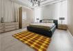 Patterned Tomato Red Rug in a Bedroom, pat3140yw