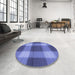 Round Patterned Sky Blue Rug in a Office, pat3141blu