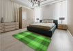 Patterned Green Rug in a Bedroom, pat3141grn