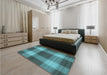 Patterned Deep-Sea Green Rug in a Bedroom, pat3141lblu