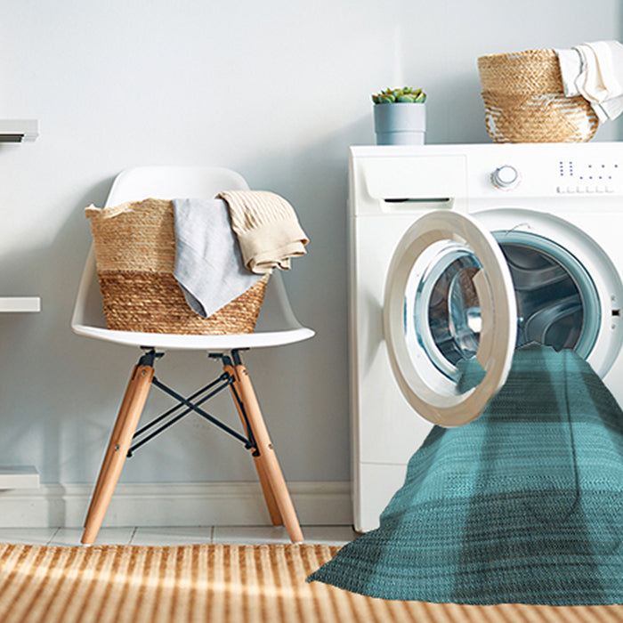 Machine Washable Transitional Deep-Sea Green Rug in a Washing Machine, wshpat3141lblu