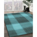 Patterned Deep-Sea Green Rug in Family Room, pat3141lblu