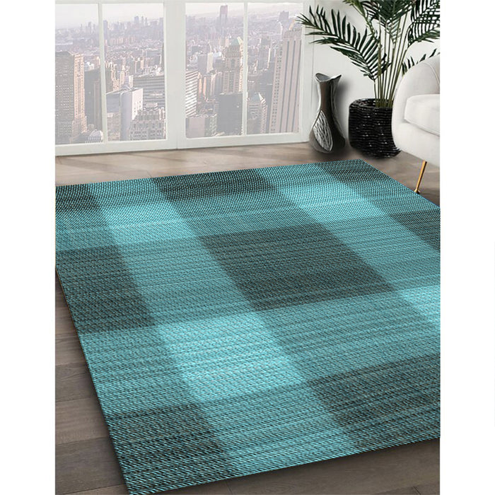 Machine Washable Transitional Deep-Sea Green Rug in a Family Room, wshpat3141lblu